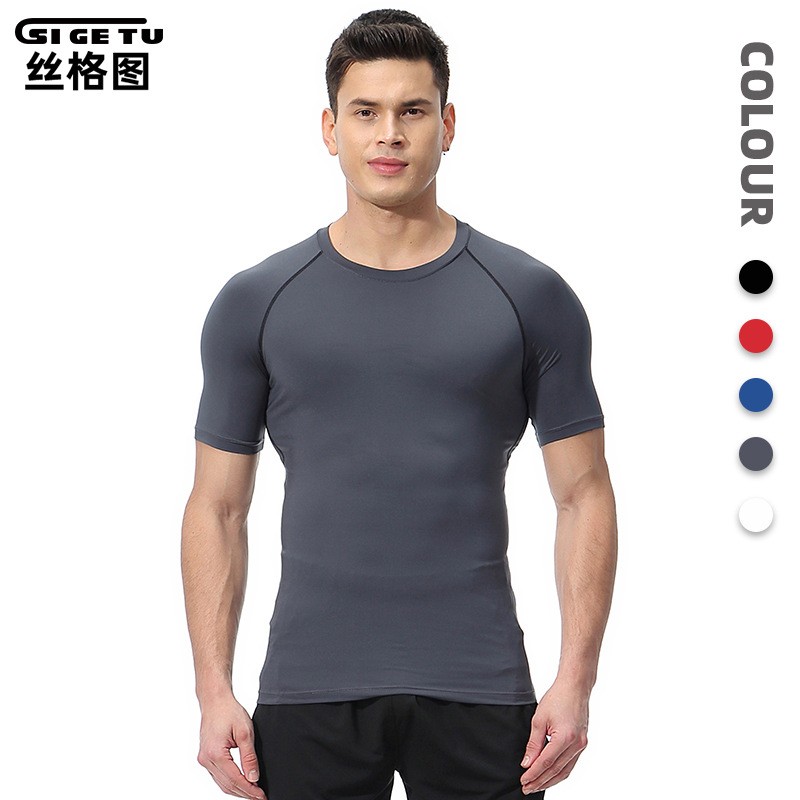 Sige Tu 국경 간 피트니스 의류 남성 여름 땀 흡수 통기성 스타킹 농구 훈련 스포츠 빠른 건조 티셔츠