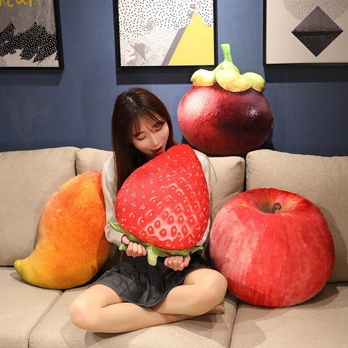 Simulation Fruit Pillow Watermelon Mango Strawberry Durian Cushion Apple Cushion Plush Toy Gift Gift Wholesale
