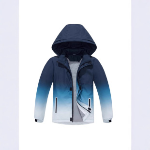 Children's Gradual Change Outdoor Down Cotton Thickened Waterproof Cotton-padded Cardigan Hat-off Polar Fleece Lined Cotton-padded Coat Winter Coat