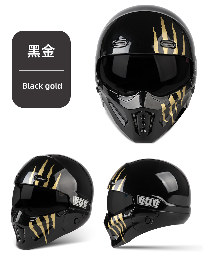3C Motorcycle Helmet Scorpion Combination Helmet for Men and Women, Motorcycle Cruise Large Size Retro Full-Face Helmet, Summer Three-Quarter Helmet