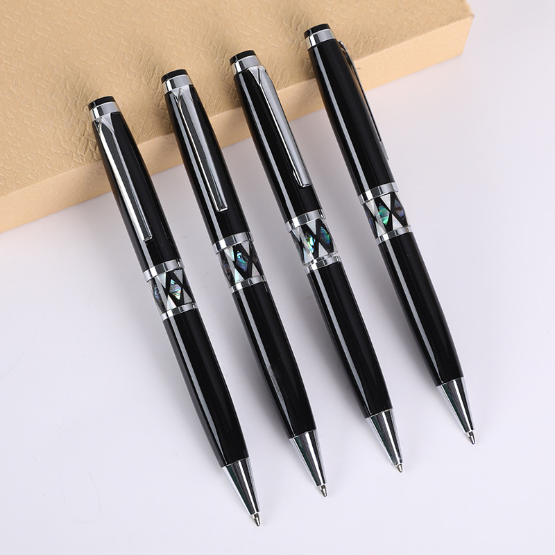 贝壳金属圆珠笔可定企业logo广告礼品商务笔旋转不锈钢原子笔批发