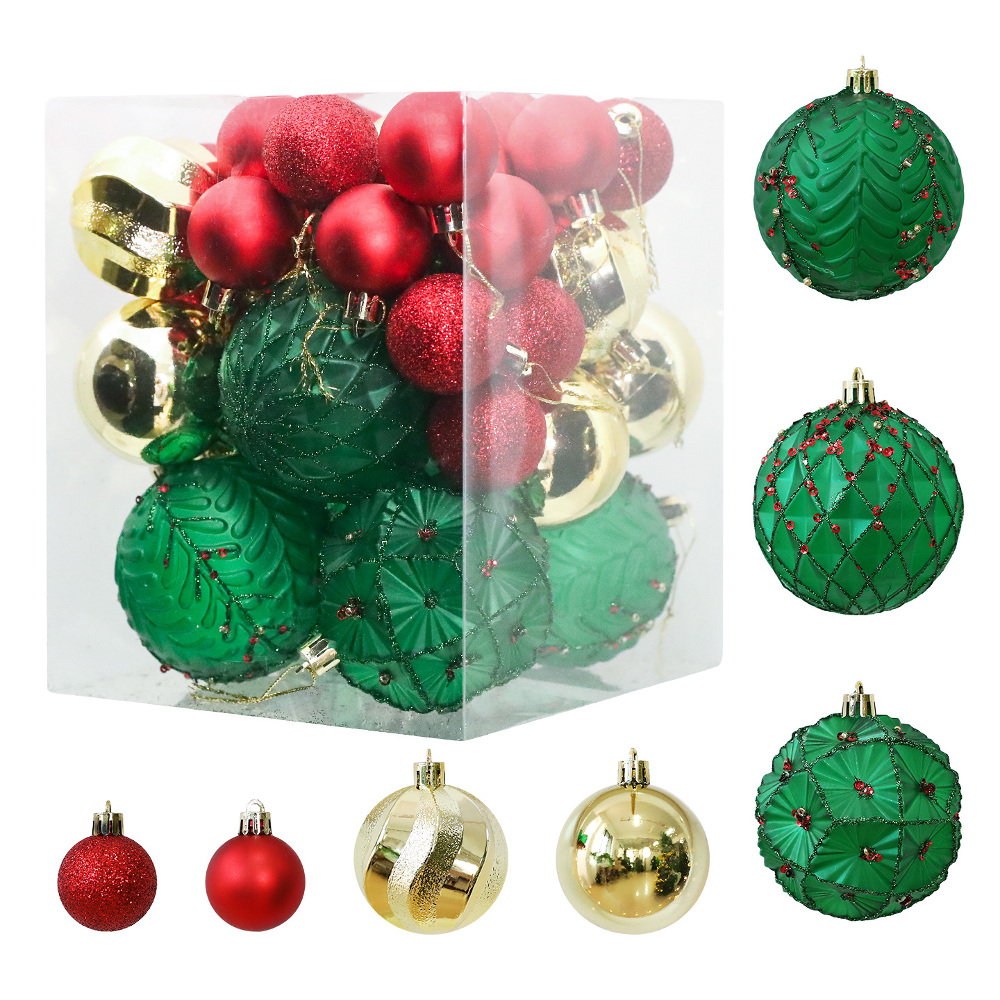 Shengyuan nueva caja de bola de Navidad galvanizada 36pcs decoración de árbol de Navidad ventana decoración de personalidad