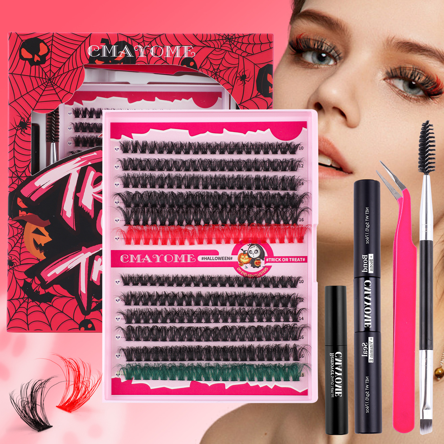 Cross border hot selling color D curved false eyelashes set 10 18mm DIY segmented European and American natural thick eyelashes_voghion.com