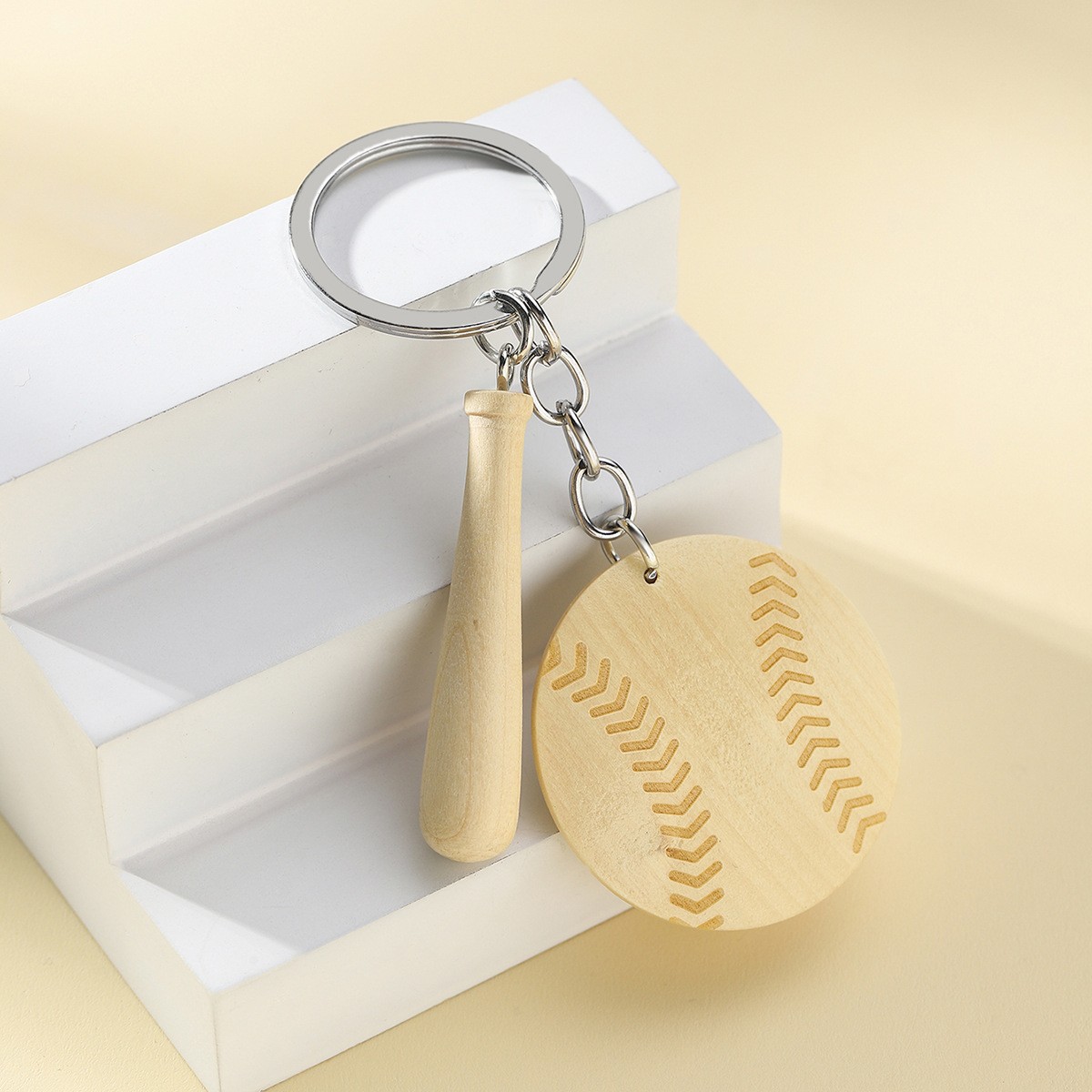 12g Weight Keychain Classification 1 Piece Quantity Daily Occasion Wood Material Baseball Pattern Unisex Gender Sports Style 1 Piece Sports Baseball Wood Unisex Keychain 5