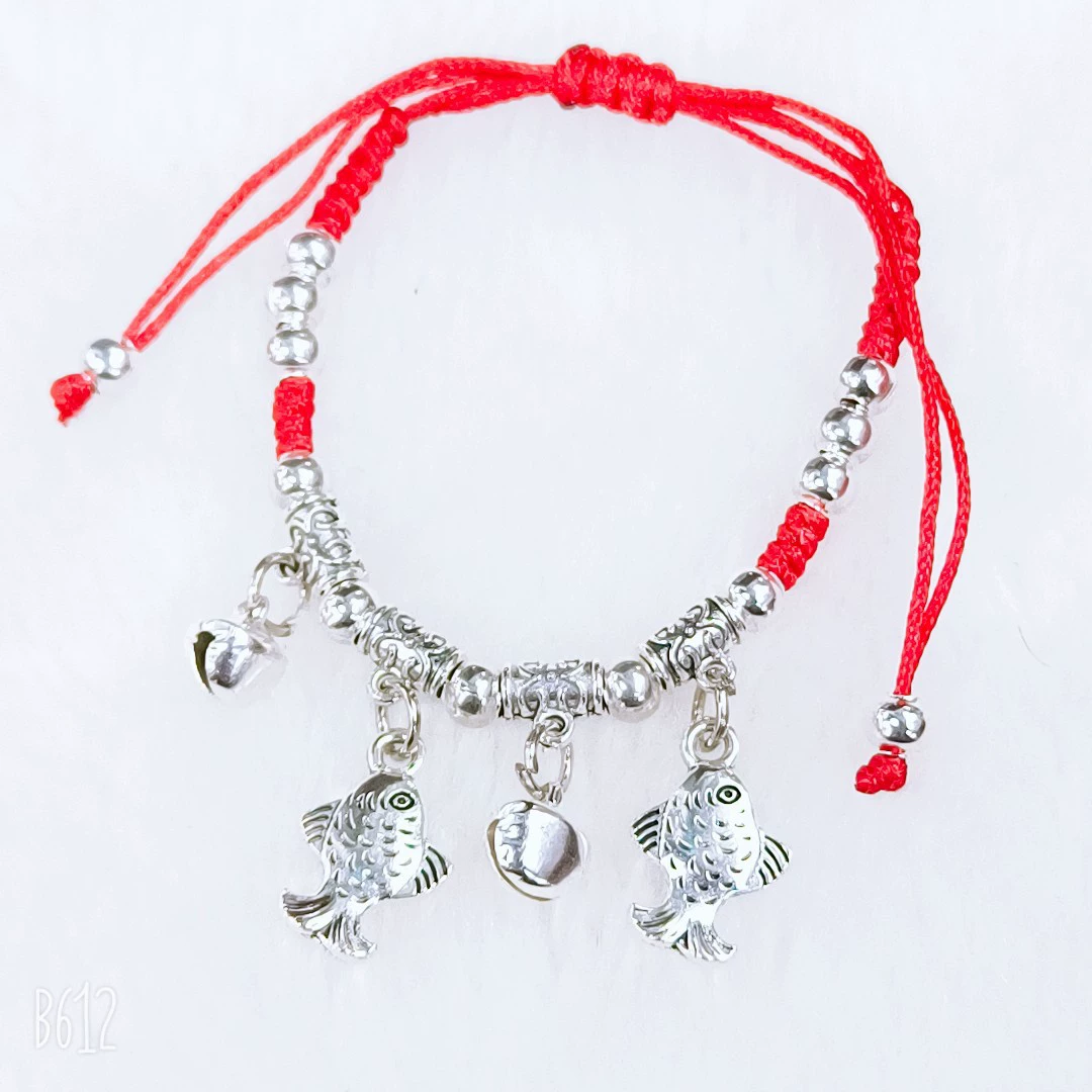 Woven Red Rope Bracelet, Miao/Tibetan Silver Alloy Charms, Ankle & Wrist, Multiple Styles