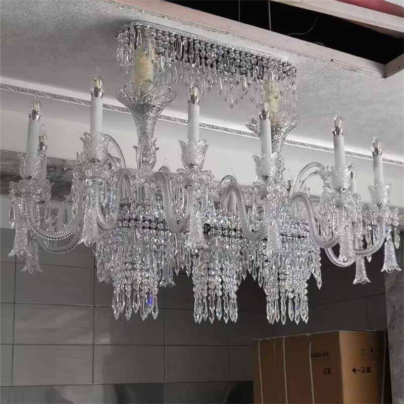 2025 nuevo estilo villa sala de estar comedor isla lámpara de araña rectangular lámpara de cristal lujosa y atmosférica lámpara de tira para comedor.