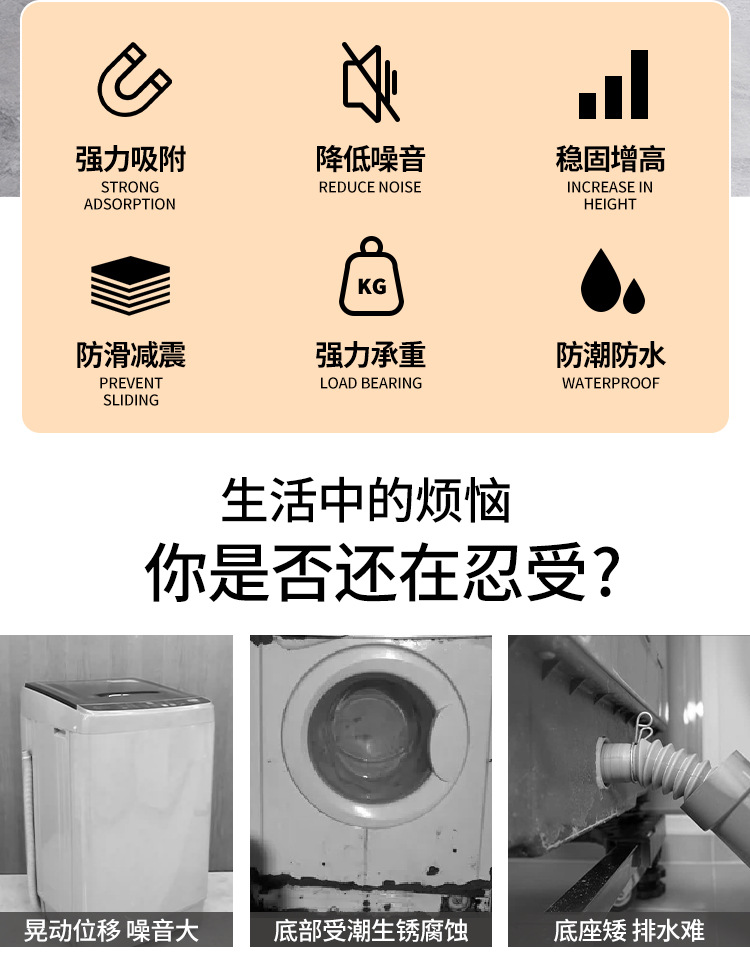 Cross-border washing machine base fixing pad, shock-absorbing non-slip foot pad, silicone anti-slip pad, fully automatic drum vibration damping foot pad.