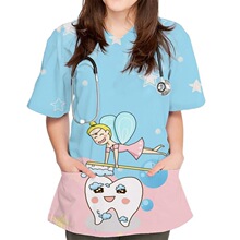 U 34401 3D Color Art Print V Neck Short Sleeve ��ӡ������