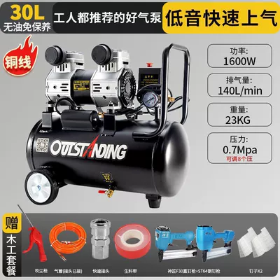 Hava kompressorları – Oil-Free Silent High-Pressure Air - new-30l-s1600-comes-with-a-straight-nail-steel-nail-gun-a-good-air-pump-recommended-by-workers-easy-to-use