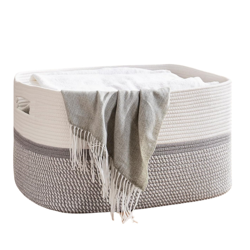 Fábrica directa gran tela de algodón trenzada canasta de ropa sucia canasta de almacenamiento de juguetes armario de dormitorio canasta de almacenamiento plegable