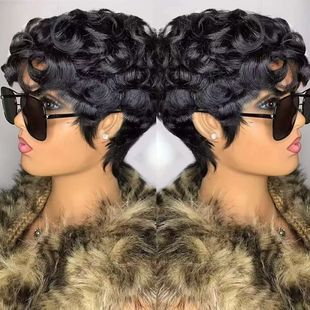 Short curly human hair wigs�S�����˼ٰl�C�����l�̾��^��
