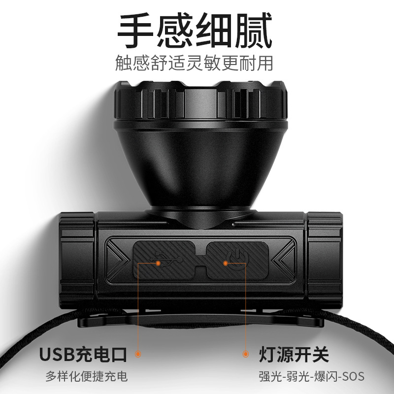 Shenhuo ventas directas de fábrica al aire libre portátil de largo alcance faro fuerte luz LED casco montado en la cabeza recargable faro al por mayor