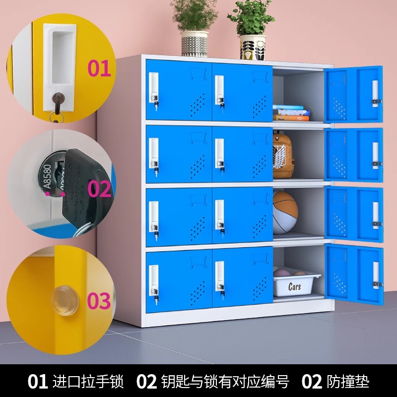 Estante para libros de jardín de infantes, armario de metal para estudiantes de aula, armario pequeño, casillero de color, armario de almacenamiento magnético con cerradura