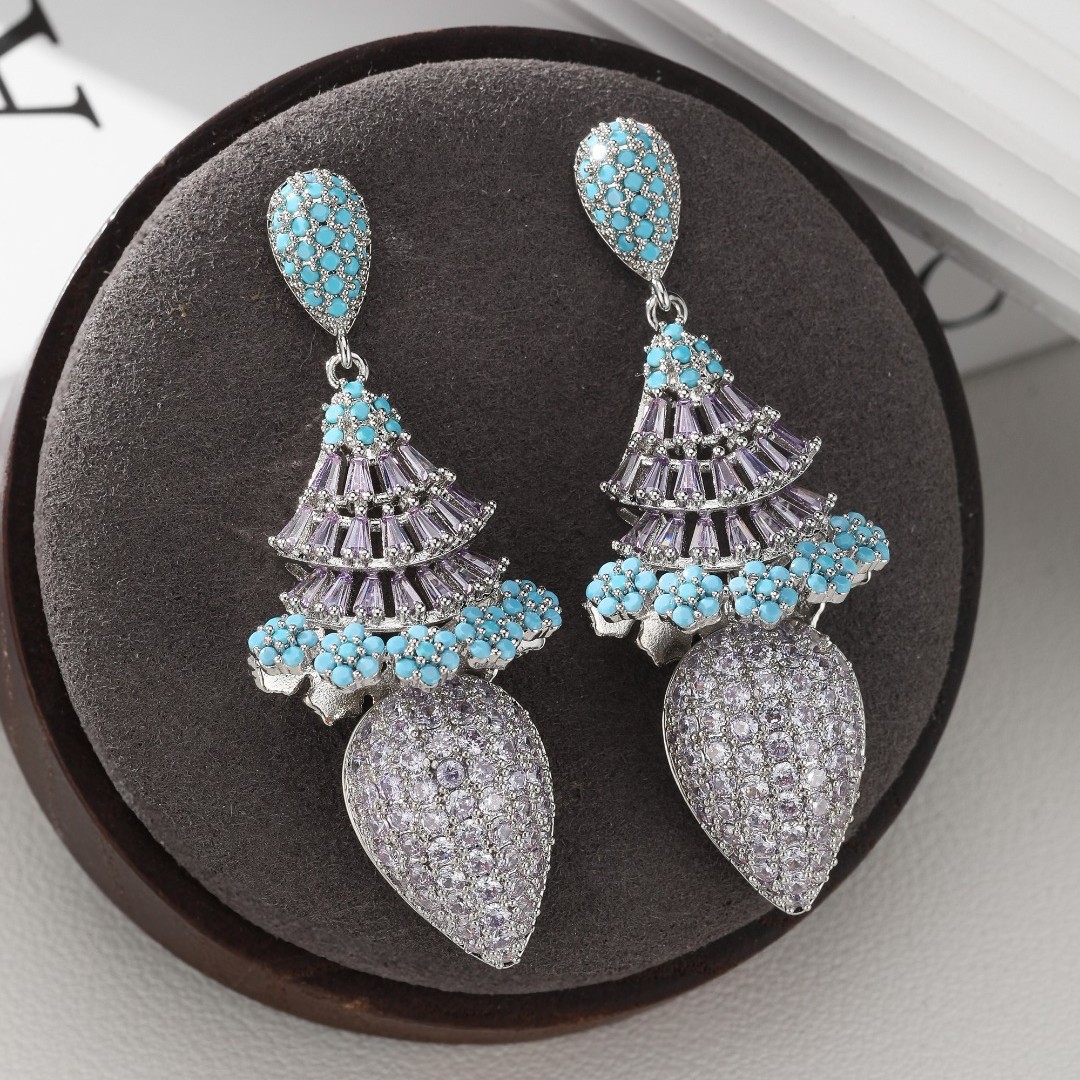 capacious three dimensional earrings drop-shaped