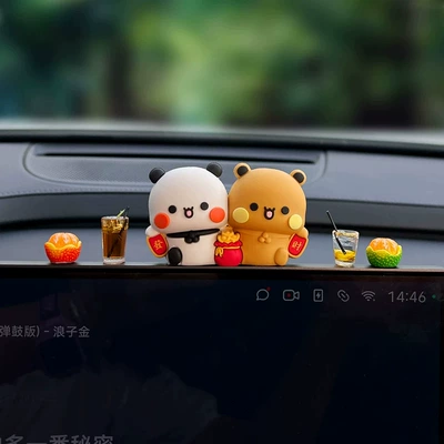 Car ornaments: figurines, perfect for decorating - fortune-123-cloth-american-coffee-lemon-tea-two-orange-ornaments-comes-with-adhesive-strips