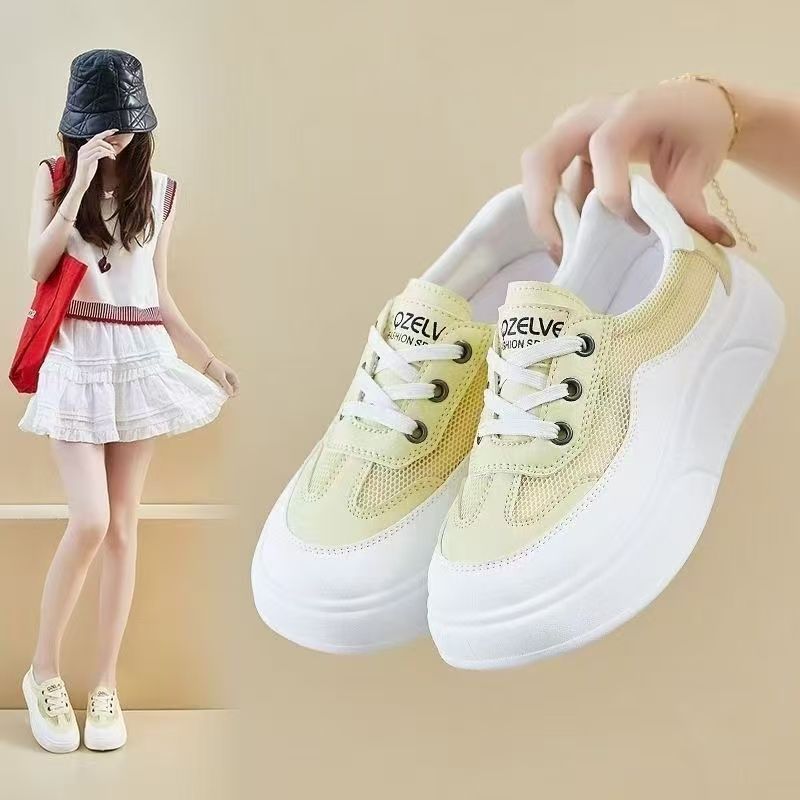 Zapatos blancos de verano en línea, zapatos transpirables de mujer, cómodos y flexibles, zapatos de skate de viaje ocio deportivos ligeros