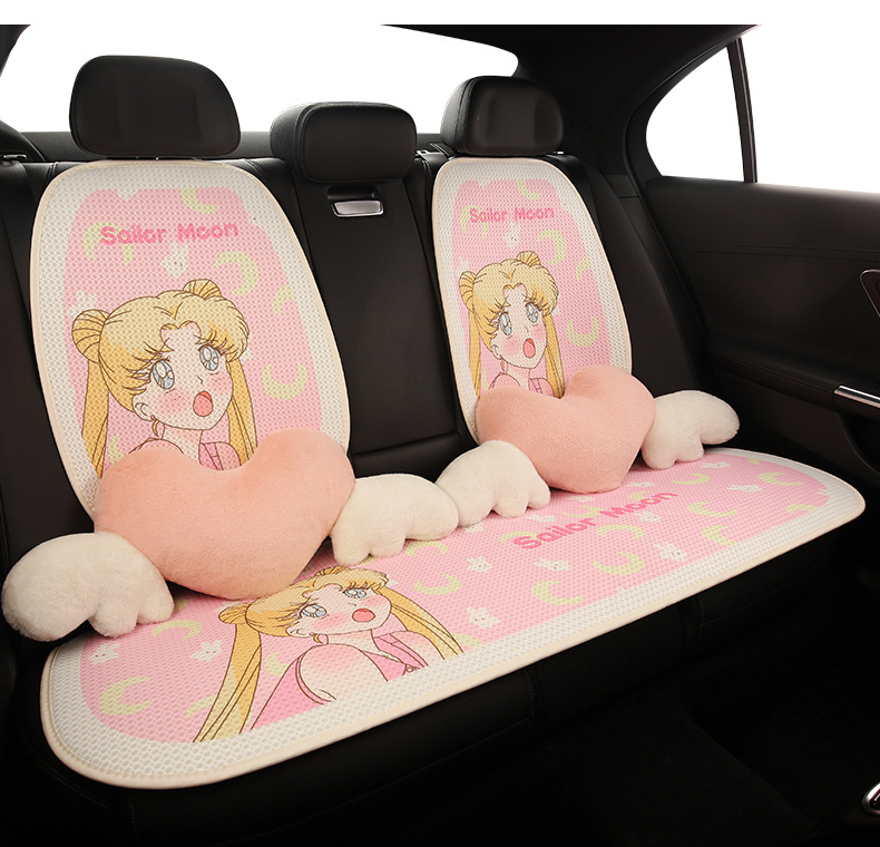 Pink Water Ice Moon Car Seat Cushion Four Seasons Neutral Cute Cartoon Seat Cover Half Pack Seat Cover Seat Cushion Single Piece Fabric
