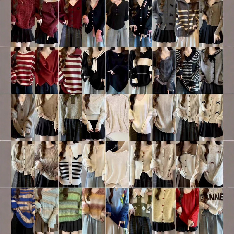 Factory Direct Supply Women's Clothing Autumn Cardigan Sweater Wholesale Cheap Jacket Clothing Street Stall Knitwear