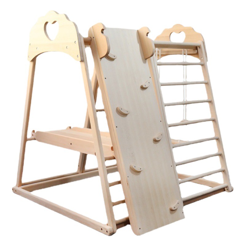 Diapositiva de madera interior swing escalada en roca combinación hogar pequeño juego paraíso Amazon Marco de escalada de madera maciza para niños