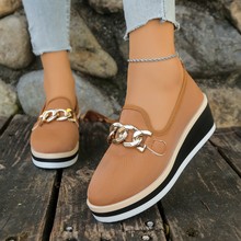 欧美跨境链条大码外贸工作鞋新款高跟鞋纯色懒人乐福鞋批发大码43