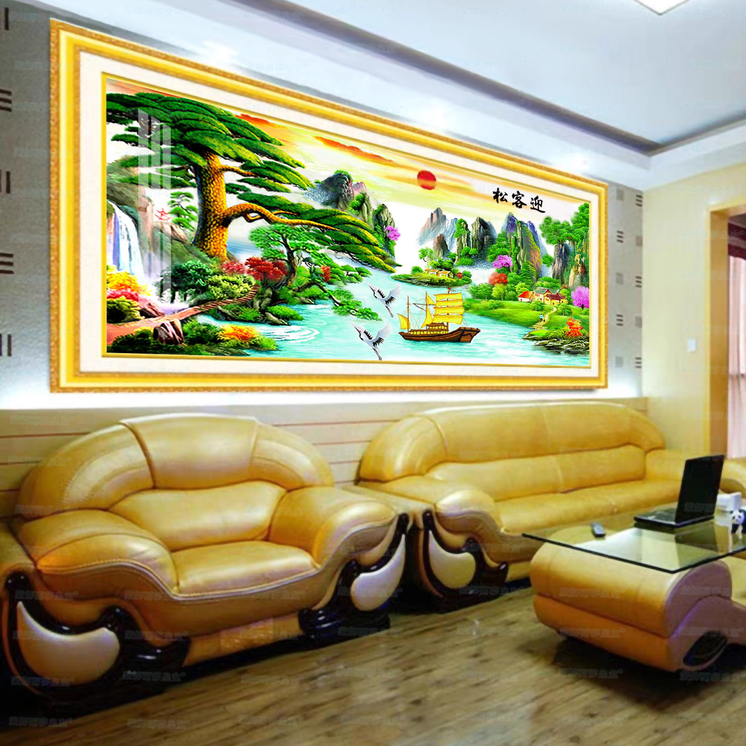 Monalisa Royal Cruz puntada bienvenida Pino nueva versión estilo Nacional Gran Salón paisaje pintura decorativa hecha a mano image 4