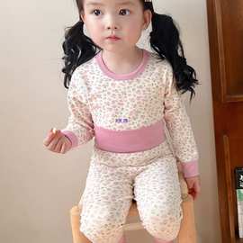 秋冬季儿童女童宝宝秋衣秋裤套装高腰护肚纯棉婴儿内衣睡衣棉毛衫