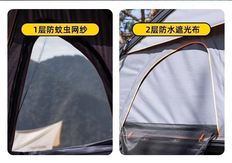 Aluminum alloy roof tent, triangular fully automatic folding tent for self-driving tours, car-mounted outdoor camping rainproof tent
