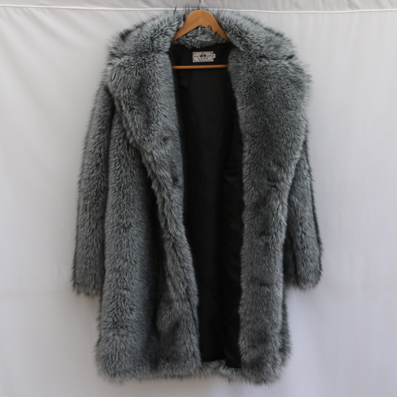 Men Imitation Fox Fur Long Coat Trendy Plus Size Winter Thick Warm