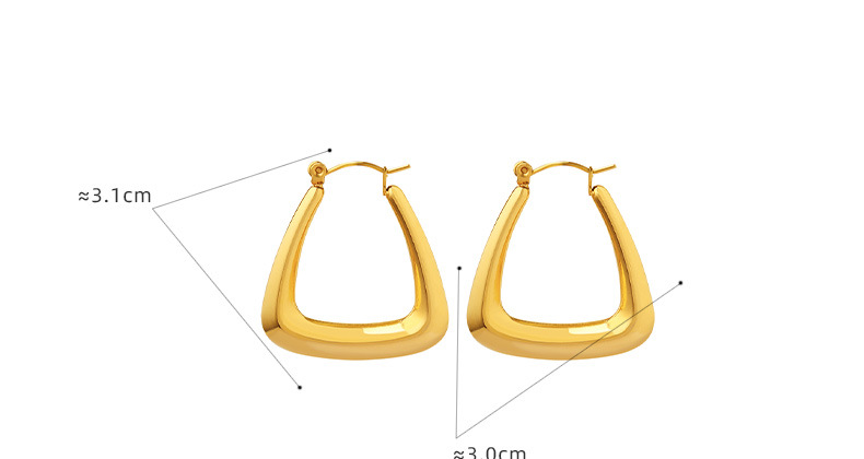 10g Weight 0.03µm-0.05µm Gold Plating Thickness PVD Coated Gold Plating Process Real Gold Plated Plating Material PVD Coated Real Gold Plated 18K Gold Solid Color 304 Stainless Steel Simple Style Waterproof Non Tarnish Hoop Earrings