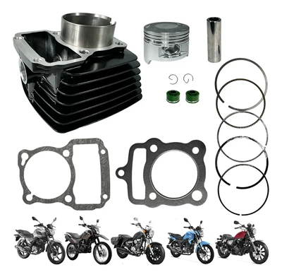 Motorcycle parts cylinder Piston, piston ring, piston pin - black