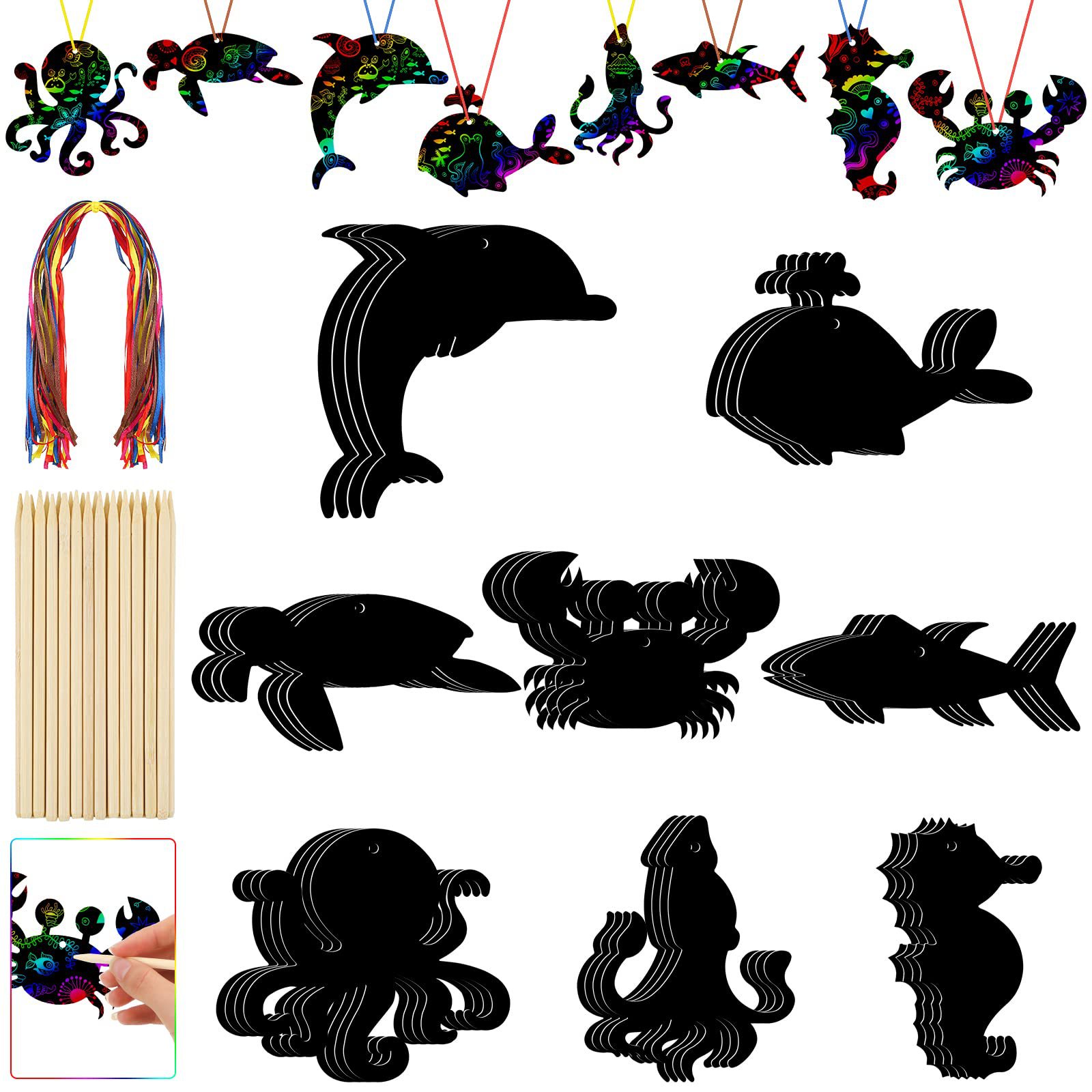 marine cartoon scratch painting