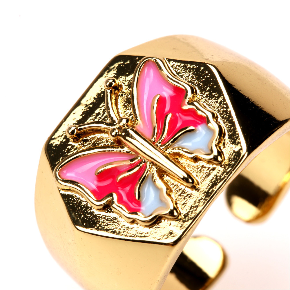 Großhandel Schmuck Schmetterlingsförmiger Offener Kupferring Nihaojewelry display picture 11