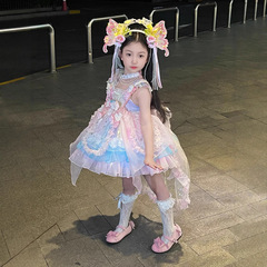 女の子ドレスサマーサスペンダードレス子供の誕生日メロディープリンセスドレス女の子夏のロリータドレス