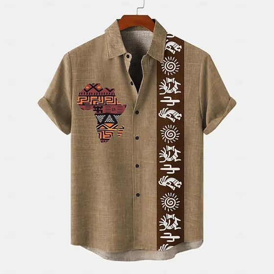 3D Printing Men's Summer Breathable Linen Short Sleeve Fashion Short Sleeve Shirt Top