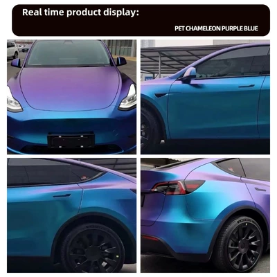 Axxpel Car Pet Chameleon Purple Blue Matte Color-Changing Film for Full Car Use, High Stretch, Easy to Apply on the Vehicle Body (Auto Color Change Film) - pet-chameleon-purple-charm-blue-asia-152m-165m