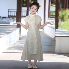 女の子のチャイナドレス、子供の中国風改良された新しい中国風の唐装ドレス、女の子の夏の古筝パフォーマンスドレス