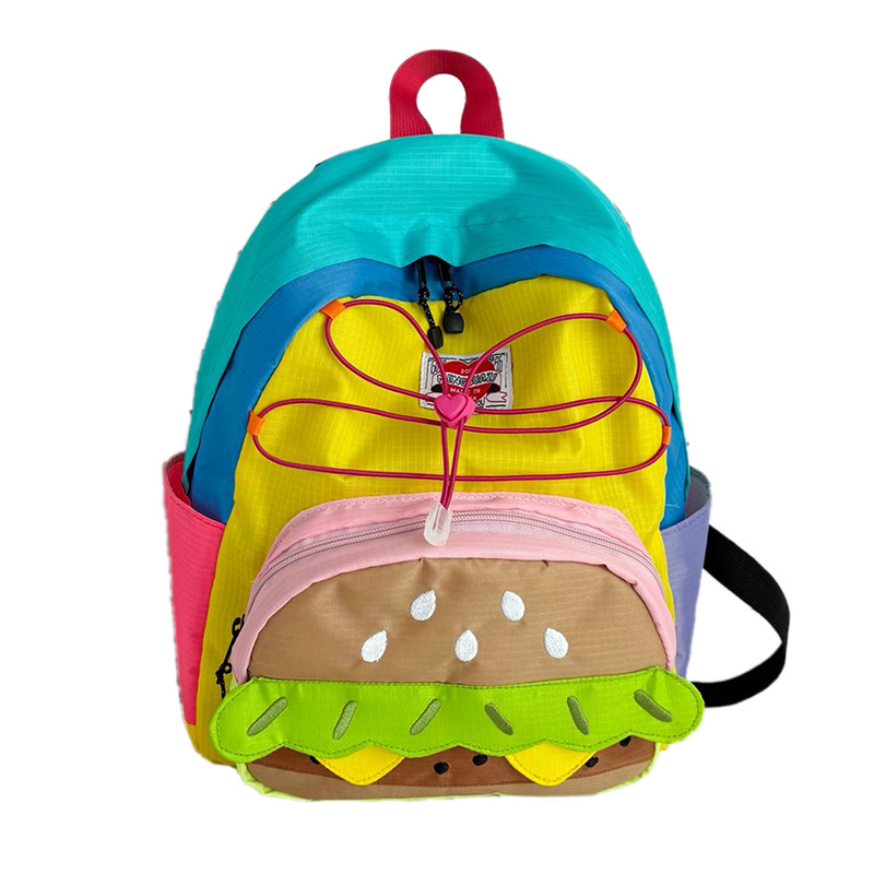 Cartoon Cute Hamburgo mochila para niños y niñas Mochila de diseño personalizado de gran capacidad 2026 nueva mochila infantil transfronteriza