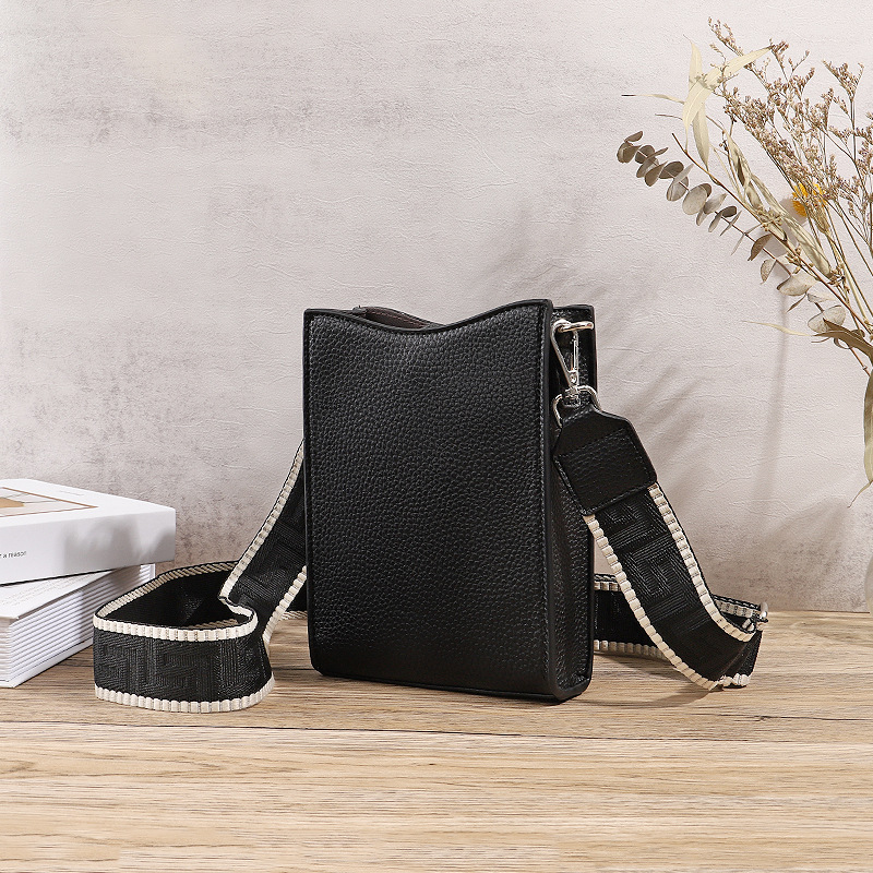 Nuevo bolso de tarjeta de todo fósforo de moda bolso de teléfono de mensajero con patrón de lichi cinturón de hombro ancho para mujer bolso de hombro simple de gran capacidad cuadrado