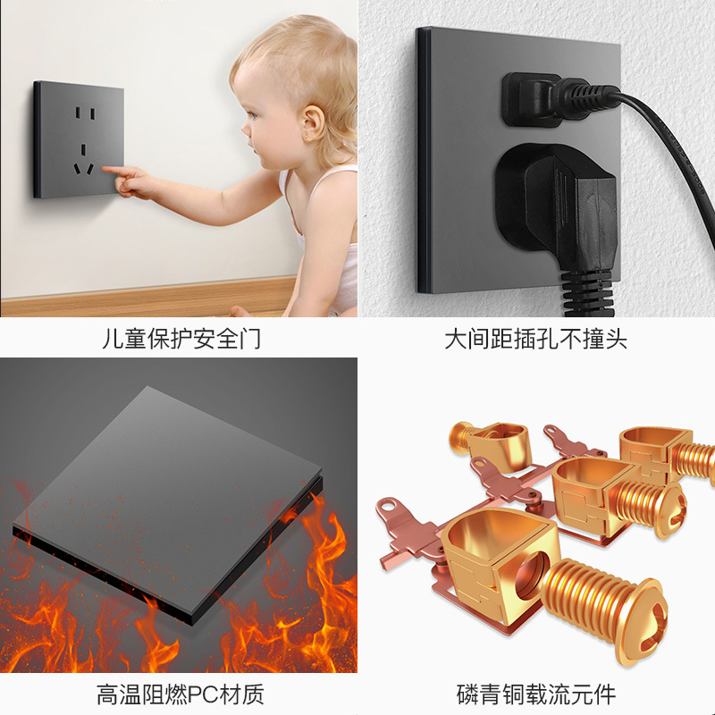 86 Type Mechanical Switch Concealed Installation Household Decoration Single Double Triple Quad Single Pole Double Pole Multi Pole Socket Panel