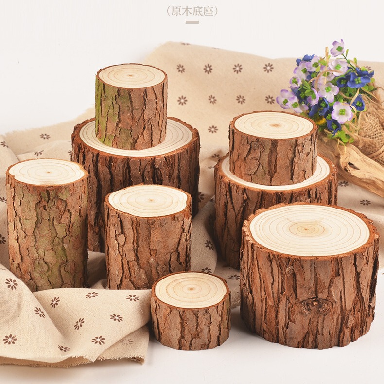 Small wooden pile blind box base decoration log Pier tree pile trunk shooting props handmade diy gardening fireplace decoration