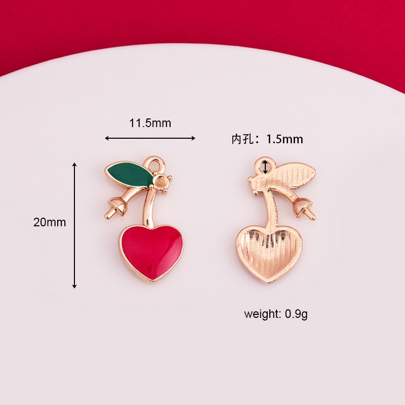 Accesorios de cereza de Manzana de Metal vegetal goteo aceite aleación llavero fruta pendientes pulsera pequeño colgante