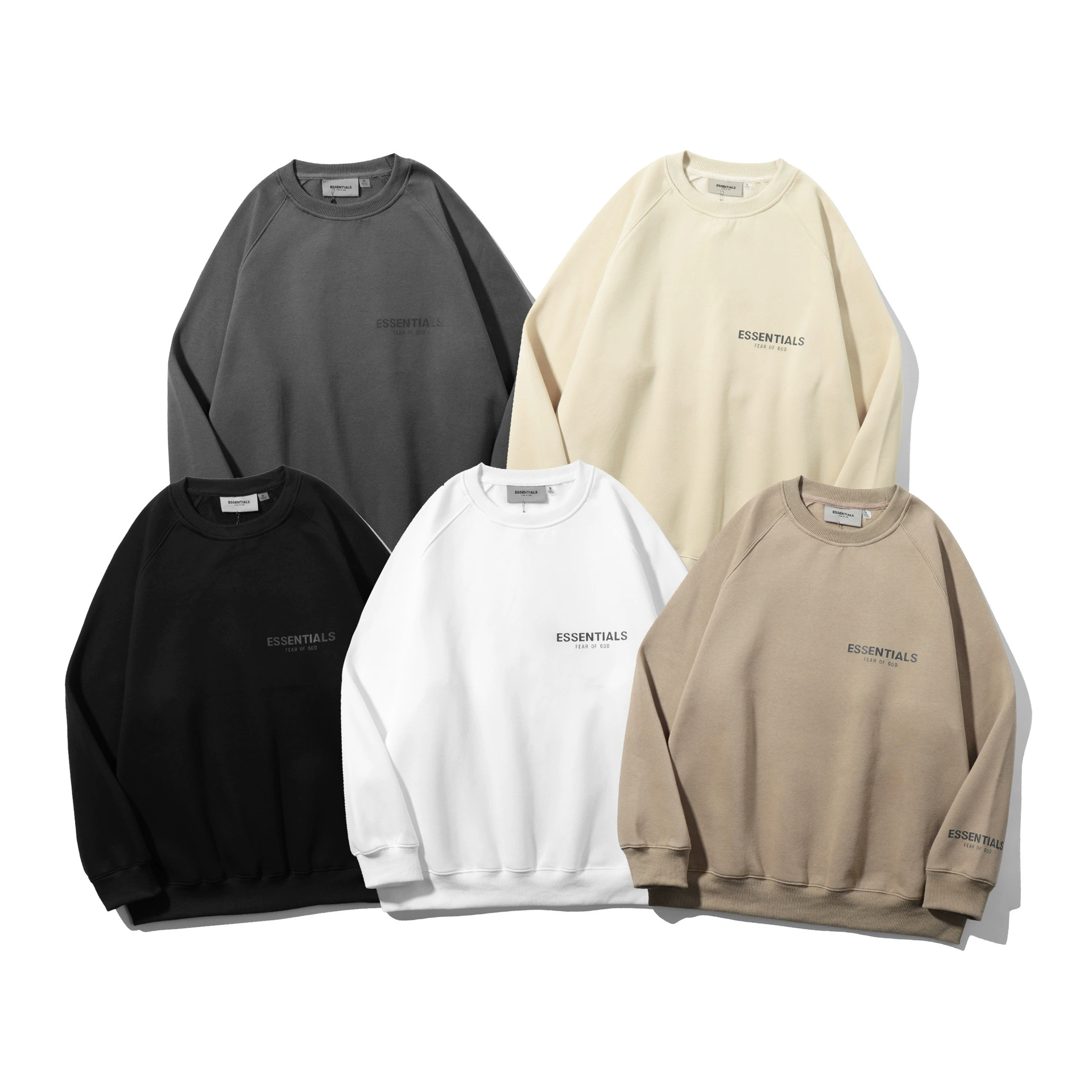 FOG ESSENTIALS двойная линия на груди с маленькими буквами Новые мужские и женские пары со свободным свитером с круглым вырезом