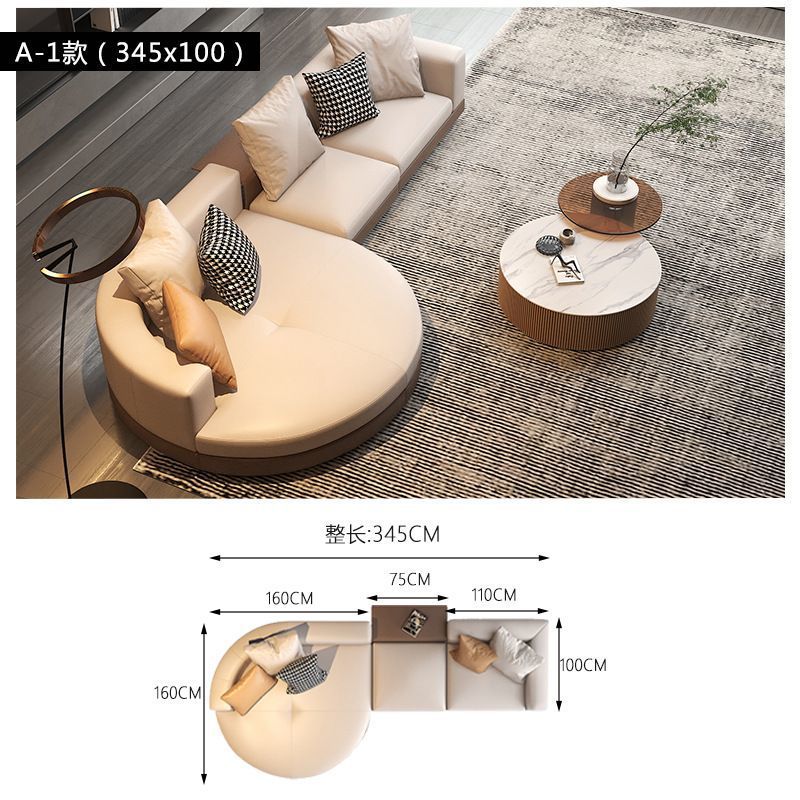 Sala de estar de lujo ligero gran piso plano estilo italiano minimalista sofá de cuero Connery diseñador de villa arco sofá de forma especial image 10