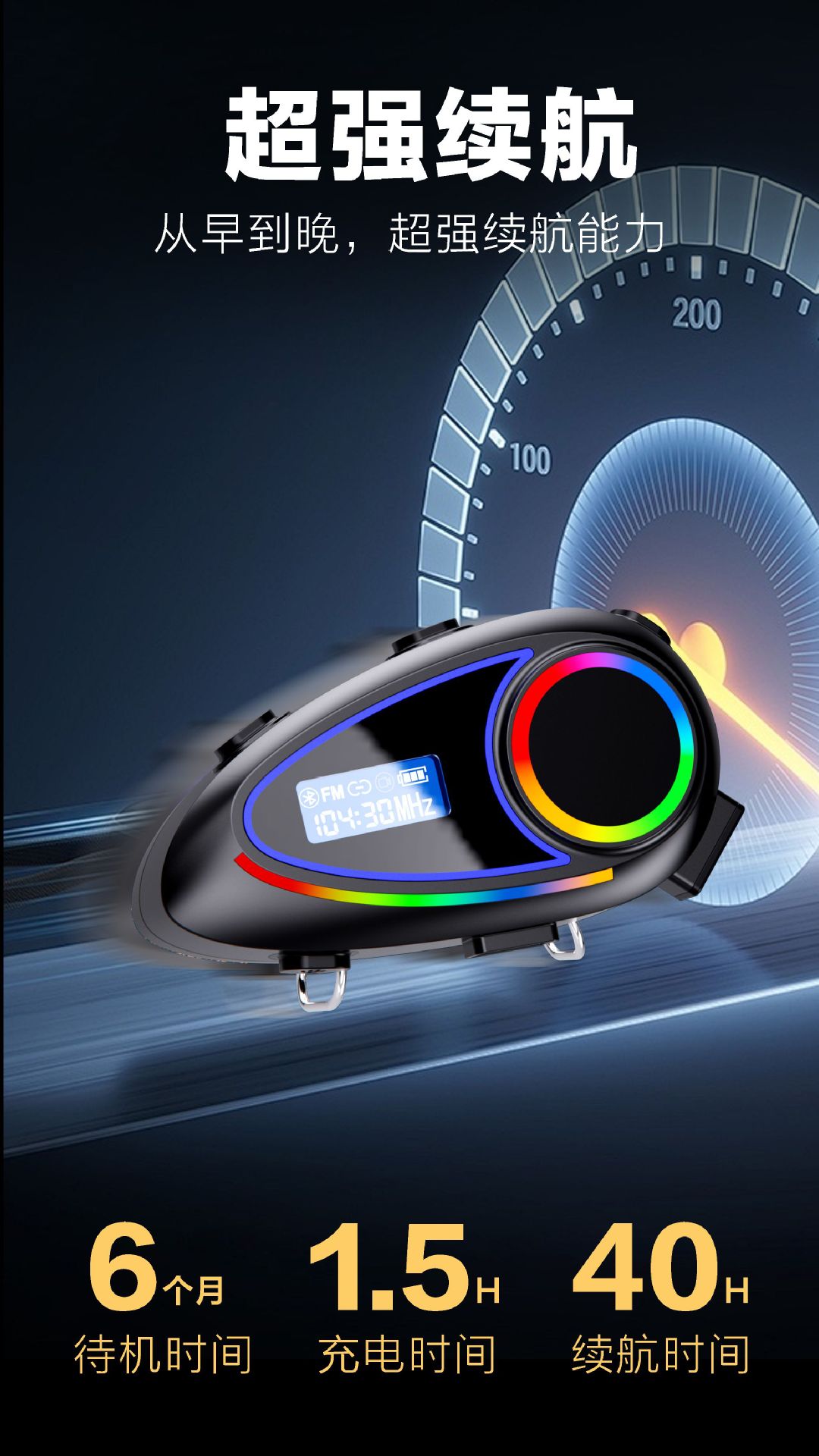 Cross-Border Motorcycle Helmet Headphones with Bluetooth 5.4 Intercom, Noise Reduction, and Long Battery Life of 40 Hours, Specifically for Riders