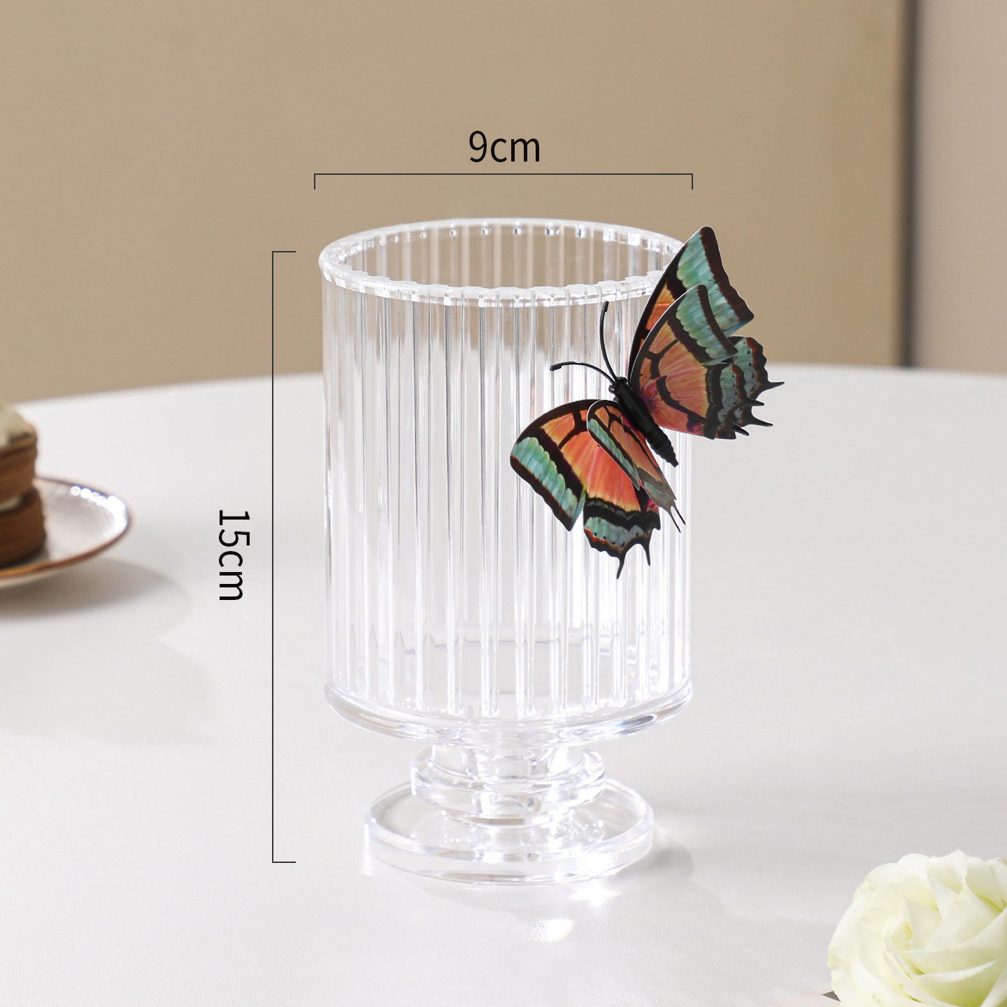 Soporte alto de acrílico - Botella de mariposa perfumada, transparente