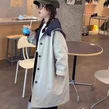 女童双面穿外套秋装大儿童洋气时髦中长款英伦风衣女孩春秋大衣潮