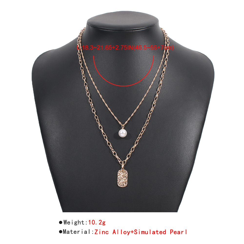 Fashion Pearl Double-layer Square Brand Necklace Wholesale display picture 5