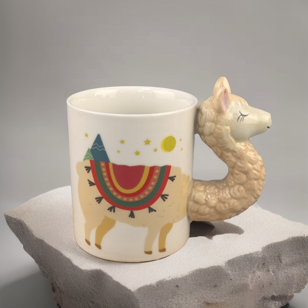 Seleccione estrictamente el sitio 3D temperatura sensible taza de cerámica de alpaca de temperatura media diseño creativo de taza de cerámica de café