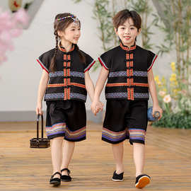 三月三民族服装儿 童广西壮族服夏季女 童演出服少数民族男女服装