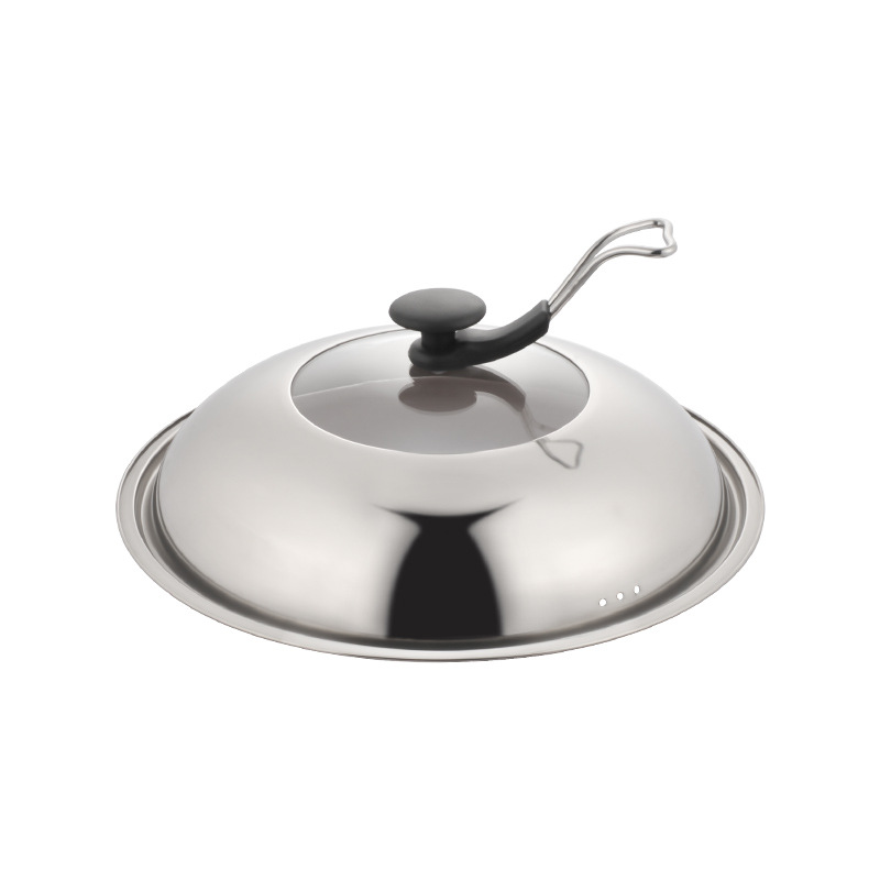 Tapa de olla de acero inoxidable al por mayor visual tapa de vidrio templado soporte doméstico tapa de wok suministro directo de fábrica cubierta de trípode grande
